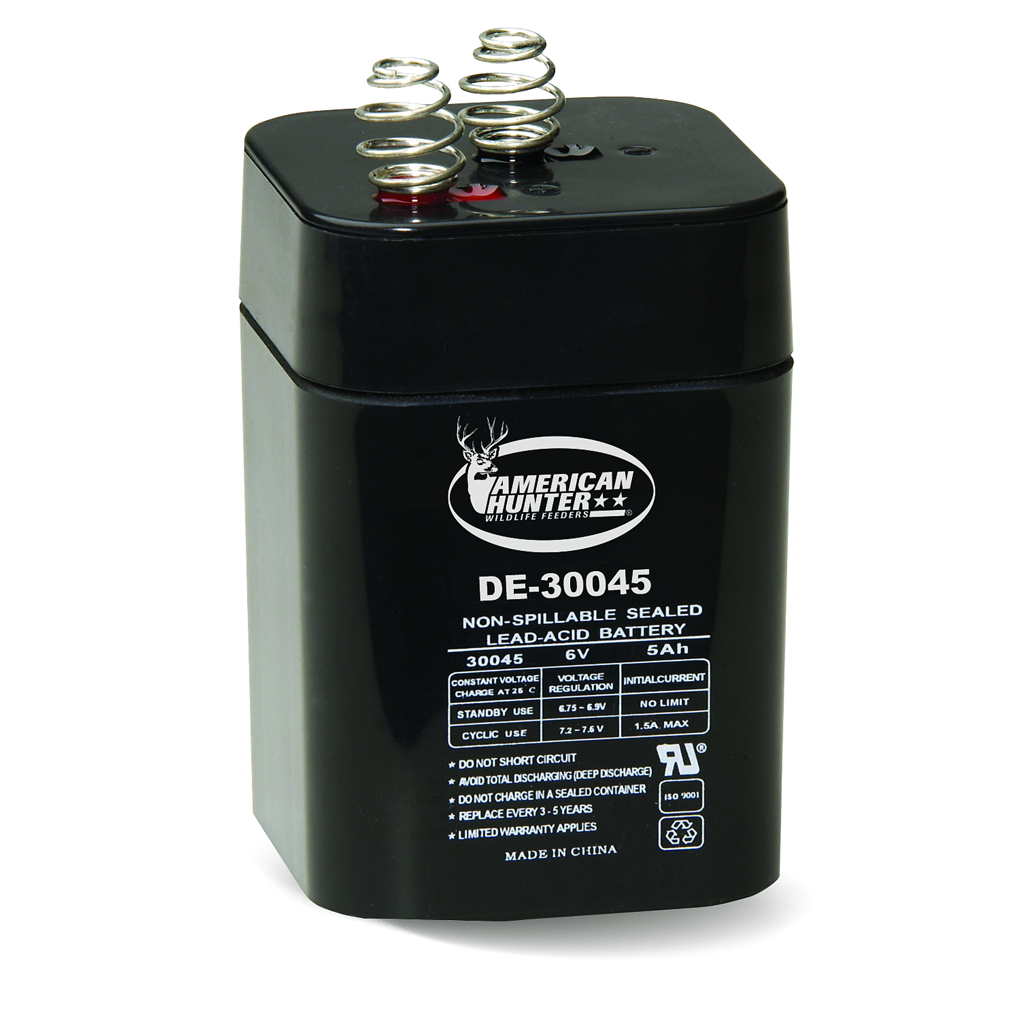 American Hunter, 6V5Ah Spring Top Rechargeable Battery, Color Black, Model# GSM-DE-30045